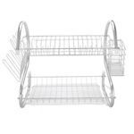 16-Inch Stainless Steel Dish Drainer Rack, All-in-One Kitchen Sink Organizer with Cutlery &amp; Cup Holder, Rust-Resistant Drying Rack for Dishes, Utensils, Mugs