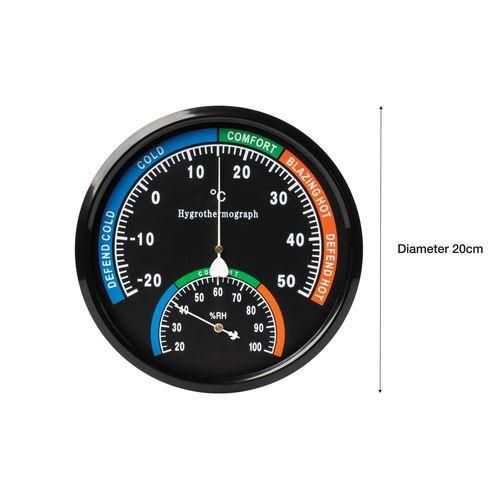 LASA 20cm Analog Thermo Hygrometer - No Battery Required