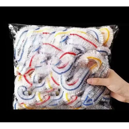 100 Pcs Elastic Food Covers, Disposable Plastic Bowl Lids for Fruit &amp; Vegetable Storage, Freshness Seal Wraps