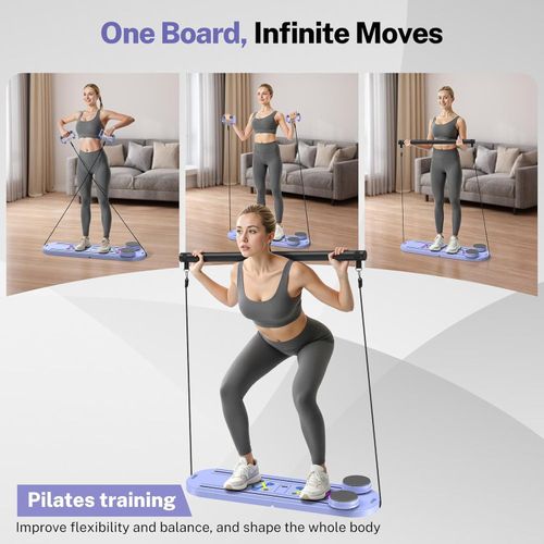 TodyJeyHo Pilates Board, Foldable Pilates Reformer Equipment with Timer, 7-in-1 Multi-Purpose Portable Pilates Reformer Machine Home Pilates Kit for Home Workout, Fitness, Exercise, Abs, Core Equipment