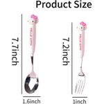 2 PCS Spoon and Fork Set, Cute Stainless Steel Silverware Set, Cartoon Salad Forks and Soup Spoons, Gift for Her