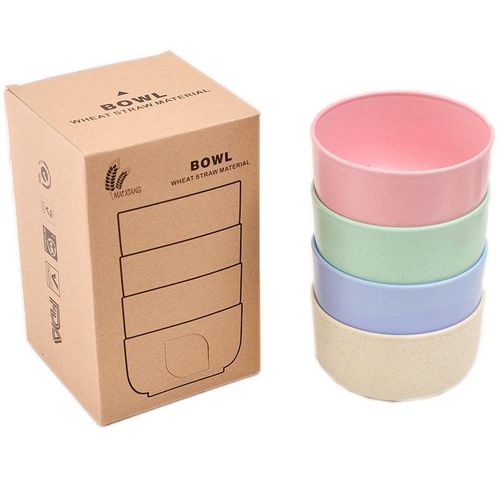 Household 4pcs Bowl Wheat Straw Environmental Protection Bowl Dinner plate Noodle Kitchen &amp; Dining room appliances Plates