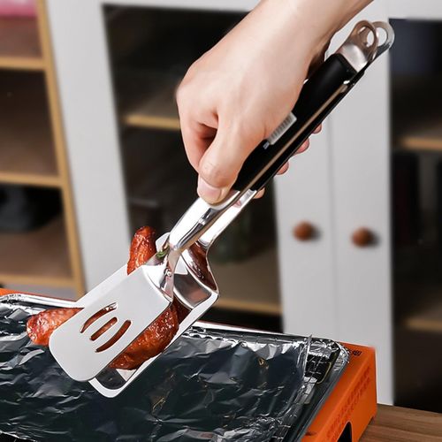 Stainless steel kitchen spatula tongs, cooking spatula tongs, for turning steaks