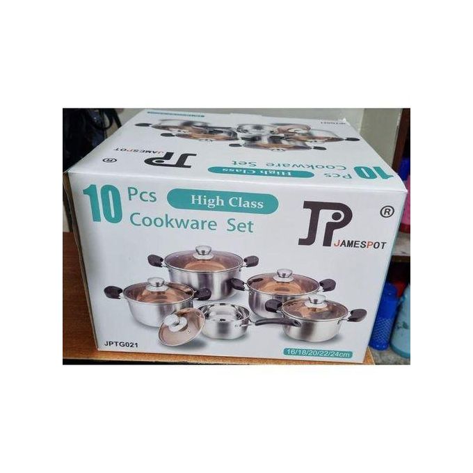 JP 10pcs Premium quality Stainless Steel Cookware Sets Pot Sufuria with Glass Lids
