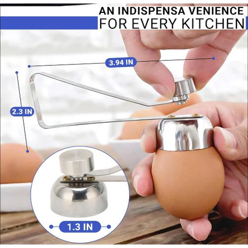 Egg Cracker Tool for Raw Eggs - Egg Shell Opener for Hard Boiled Eggs with Durable Stainless Steel Construction, Ergonomic &amp; Adjustable Design - Easy-to-Use Shell Cracker Tool for Easy-Boiled Eggs