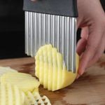 Stainless Steel Potato Chip Slicer Dough Vegetable Fruit Crinkle Wavy Kitchen Knife Cutter Chopper