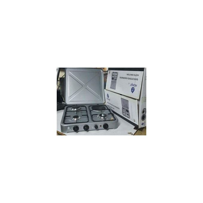 Nunix Top Table 4 Burner Cooker 3 Gas + 1 Electric Hot Plate