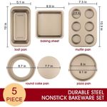 5-piece non-stick metal cake mold set, oven baking utensil set