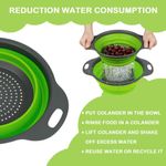 2 Pack Collapsible Colander Set, Round Silicone Folding Collapsible Strainers with Plastic Handles, Eco-Friendly Food Strainer for Kitchen Draining Pasta Vegetables Fruits-1 Large and 1 Small