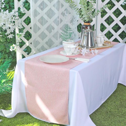 Solid Tablecloth and Table Runner Set, Washable Kitchen Dining Table Decoration for Home Party Decor, Light Orange
