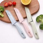 Stainless Steel Paring Knife with Protective Sleeve Green Fruit Vegetable Kitchen Cutter