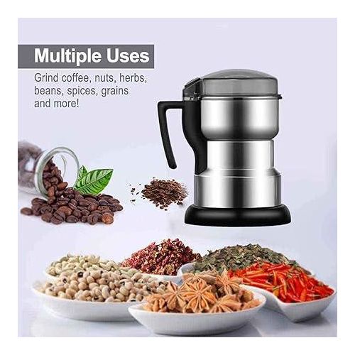 Coffee Grinder Electric Coffee Bean Grinder Electric Mill Spice Grinder Low Noise 400W Powerful Stainless Steel Blade Cord Storage Portable &amp; Compact Grinding Tools For Spices Pepper Herbs Nuts Shoark
