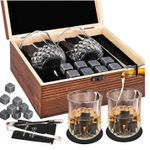 Whisky Stones and Glasses Gift Set, Whisky Granite Chilling Stones