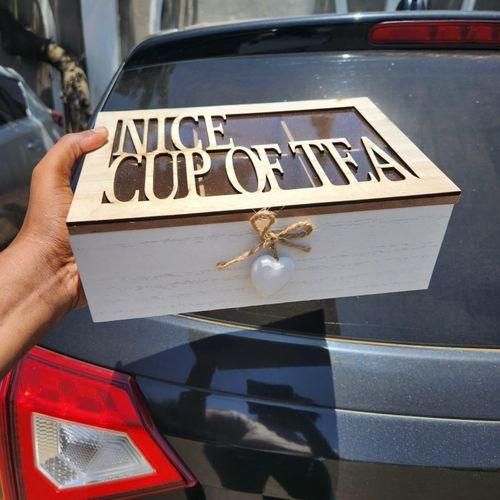Classic Bamboo Tea Bag Storage Teabag Organizer With Cover