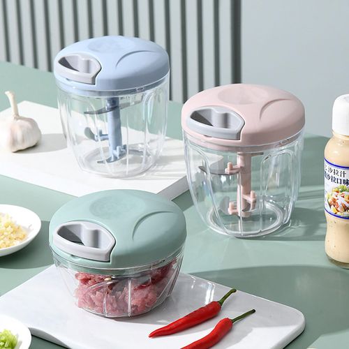 900ml Blue Manual  Processor for Vegetable, Chopper Meat Grinder, Portable  Mincer  for Vegetables, Ginger, Fruits, Nuts, Herbs