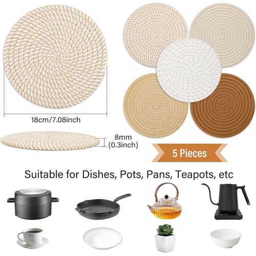 Flushrenic Mats Set for Hot Dishes,Anti Stain Hot Pads Plate,Heat Resistant Mat Protect Counter,Hot Pads for Hot pots and Pans,Hot Pot Holders Set
