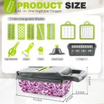 DONFANLIA 16-in-1 Vegetable Chopper Pro - Stainless Steel, BPA-Free, Mandoline Slicer &amp; Dicer Set with Drain Basket, Compact 13" Storage, Safe for Kids