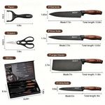 Premium 6-Piece Stainless Steel Kitchen Knife Set – Ultra Sharp with Wooden Ergonomic Handles