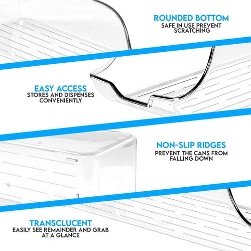 addigoes 2-Pack Soda Can Organizer, Fridge &amp; Pantry Storage Rack - Space-Saving Stackable Organizer for Kitchen, Refrigerator &amp; Freezer (Clear)