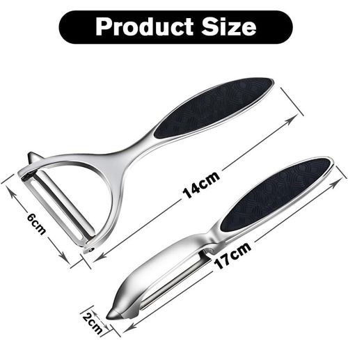 2 Pack Vegetable &amp; Potato Peelers | Y &amp; I Shape | Stainless Steel Blades | Ergonomic Non-Slip Handle | Dishwasher Safe | Fruit &amp; Veggie Peeler Set
