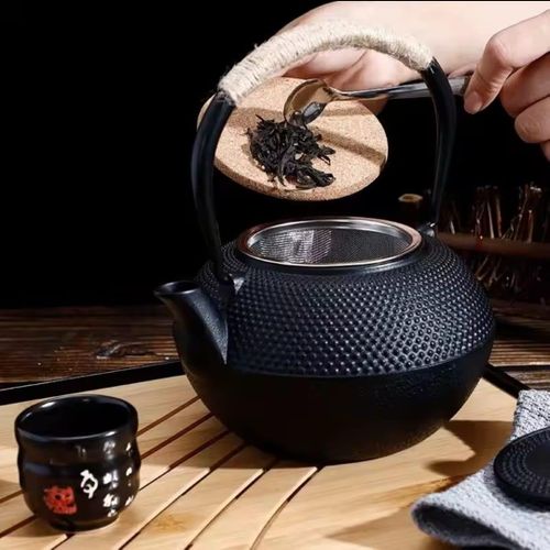 *Cast Iron Set Teapot Japanese Tea Tetsubin Pot Kettle Enamel Fu Kung Infusers Metal With Strainer Net Filter