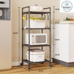 Smartraha life RahaLife Multifunctional Floor Standing Storage Rack Multi-Tier Kitchen Organizer for Microwave, Utensils Bathroom &amp; Home Use Sturdy Steel Shelf