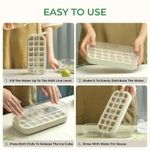 Ice Cube Tray with Lid and Bin 21 Pcs Quick-Fill Ice Cube Mold for Freezer Easy Press to Release White No-Touch Ice Cube Trays