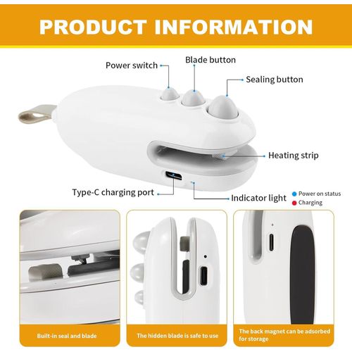 Mini Food Bag Sealer, Portable Heat Sealing Tool for Snack Preservation (1 PC)