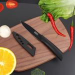 3-Piece Kitchen Knife Set - 1 Black Stainless Steel Knives with Sheaths, Cutting Board, and a Melon scraper- Stainless Steel Kitchen Knives with PP Ergonomic Handle (Black)