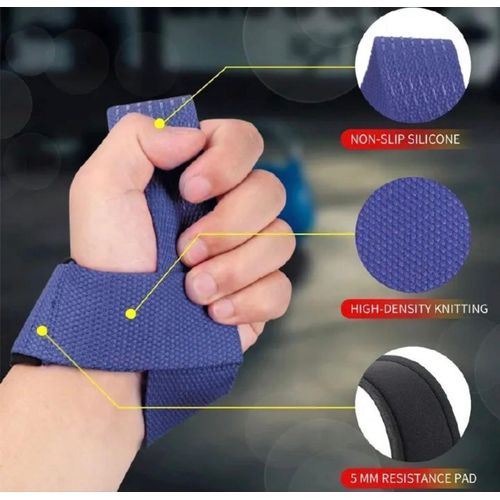 2PCS Gym Fitness Weight Lifting Grip Straps Dumbbell Hand Grips Training Wrist Support Bands Comfortable Cushioned Wrist Padding and Anti-skid Silicon grip Straps for Body Building Weightlifting Straps - Premium Quality