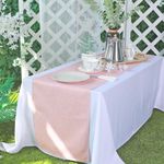 Solid Tablecloth and Table Runner Set, Washable Kitchen Dining Table Decoration for Home Party Decor, Light Orange