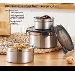 Three-piece stainless steel food storage container set, refrigerator airtight container, lunch box (300ml + 600ml + 1000ml)