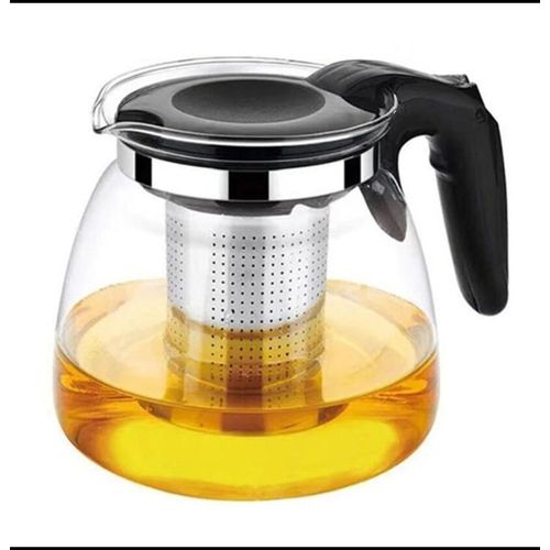CrystalBrew™ Borosilicate Glass Tea Decanter – Sleek Black Edition