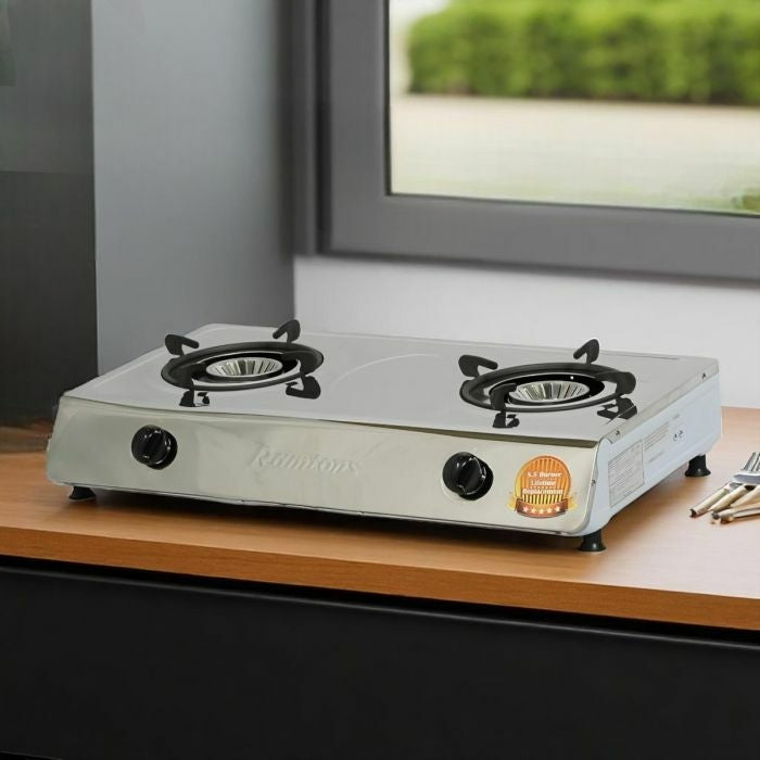 Ramtons RG/544 - Stainless Steel Table Top 2 Burner Gas Cooker (1YR WRTY)