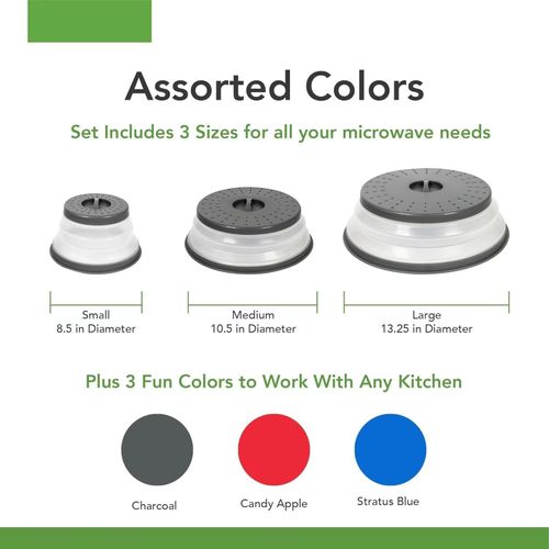 Microwave Splatter Cover for Food, Collapsible &amp; Vented Silicone Splatter Guard Lid - Microwave Plat, Dish Cover with Handle - BPA-Free Kitchen Gadget for Meal Prep,Medium Size