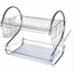 16-Inch Stainless Steel Dish Drainer Rack, All-in-One Kitchen Sink Organizer with Cutlery &amp; Cup Holder, Rust-Resistant Drying Rack for Dishes, Utensils, Mugs