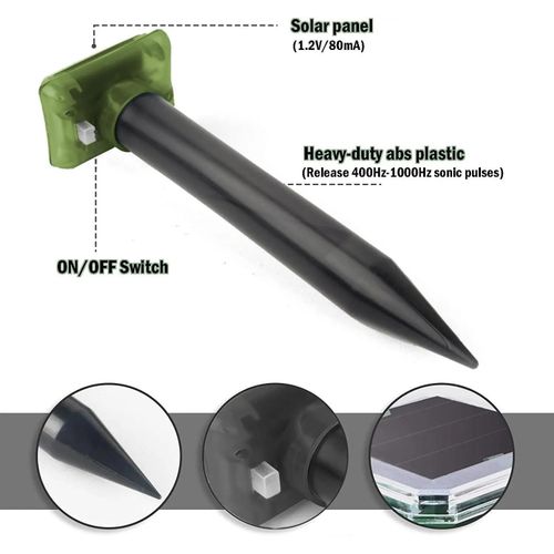 2PCS Solar Ultrasonic Animal Repeller Set – Waterproof Pest Control For Moles, Snakes &amp; Rodents