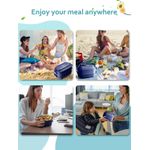 Sturdy Stackable Bento Lunch Box with Individual Compartments - Microwave Safe, Leak-Proof, Durable Polypropylene Container for Work and Outdoor Use - Navy