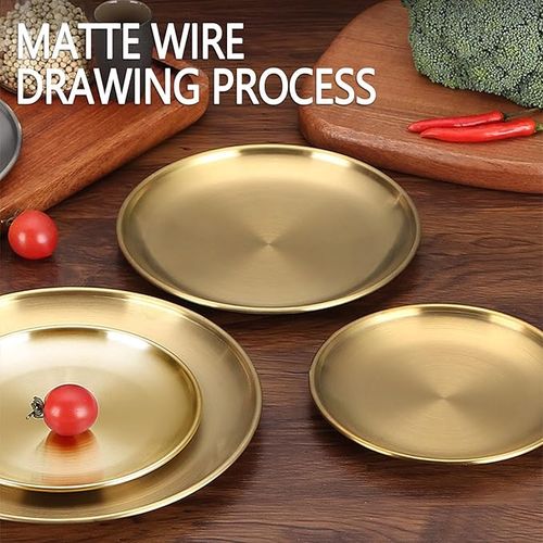 6-Pack Stainless Steel Plate/gold Round Dinner Plate/fruit Dessert Steak Plate