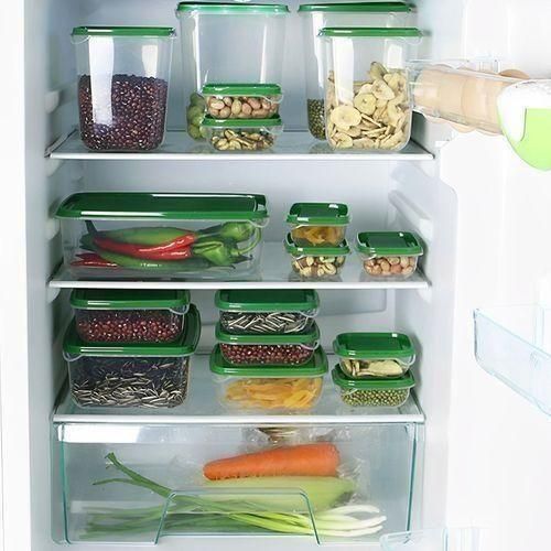 Green 17PCS Plastic Storage Box for Household Food and Fruit Packaging