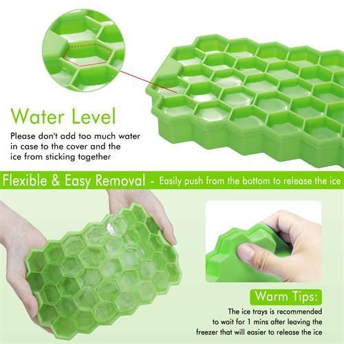 Silicone Honeycomb Ice Tray Ice Tray With Lid 37 Compartment