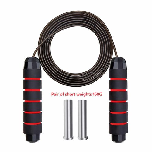 Adjustable Speed Anti-slip handles Jump Rope with Steel Wire Core – Black &amp; Red