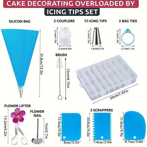 116-piece cake decorating and baking tool set, with storage box