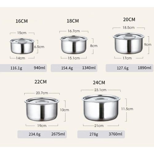 5PCS Stainless Steel  Cooking Pot Cookware Set,Multipurpose Cooking Pot with Lid