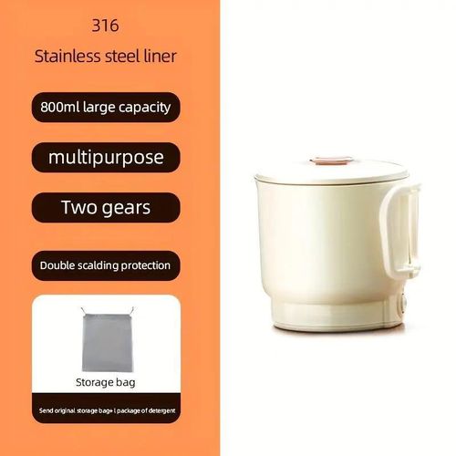 Portable Foldable Electric Kettle 500ml Stainless Steel Travel Hot Water Cup