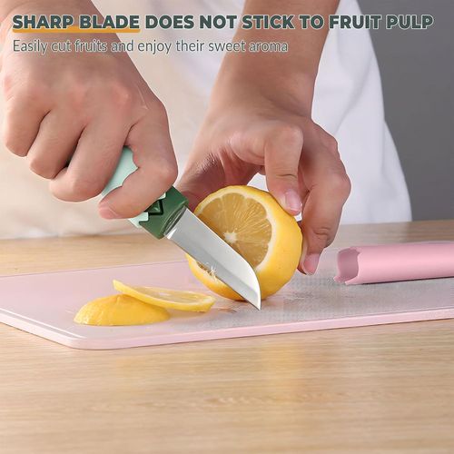 2 in 1 Paring Peeler Knife Multifunctional Stainless Steel Peeler,Creative Fruit and Vegetable Dual-Use Peeler Knife, Outdoor Portable Safety Cover Peeling Fruit Peeler, Kitchen gadgets (White Green)