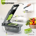 DONFANLIA 16-in-1 Vegetable Chopper Pro - Stainless Steel, BPA-Free, Mandoline Slicer &amp; Dicer Set with Drain Basket, Compact 13" Storage, Safe for Kids
