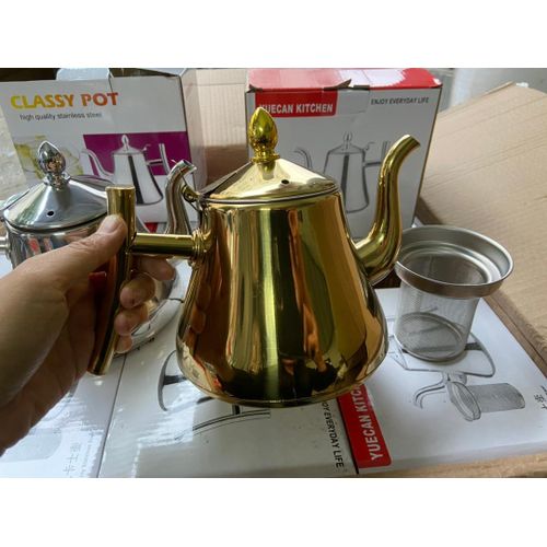 YUE KE Stainless Steel Tea Pot with Infusion Set, Very Suitable for ADT Flowers, Stove Coffee Pot, Safe- 2L
