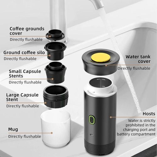 Wireless Electric Portable Espresso Coffee Machine 3-in-1 Capsule Powder Travel Coffee Maker