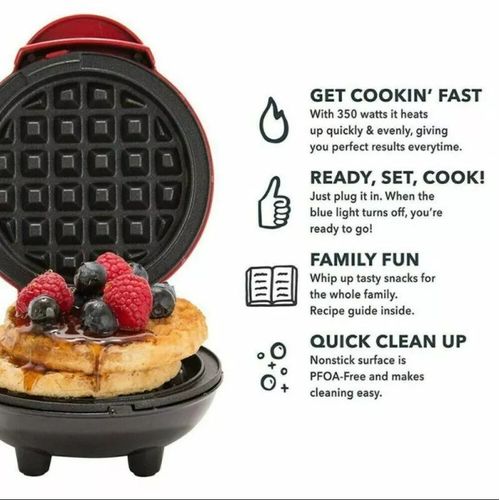 Mini Waffle Maker Breakfast Maker-Red